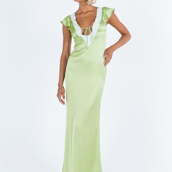 Princess Polly | Dresses | Princess Polly Armas Lace Trim Maxi Dress Green  | Poshmark